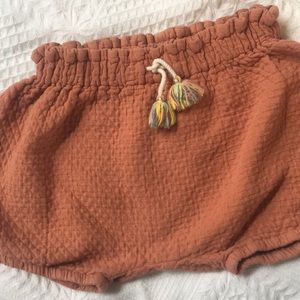 Zara Terra-cotta drawstring Bermuda shorts